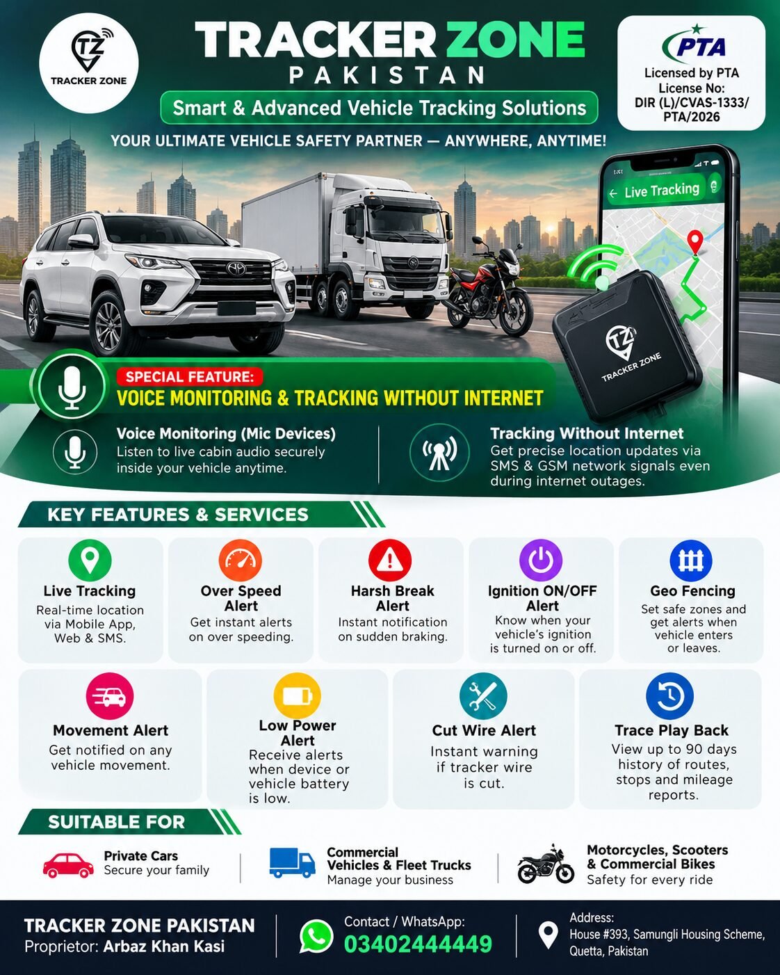 Tracker Zone vehicle safety poster