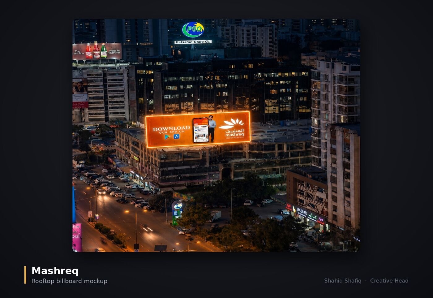 Mashreq rooftop billboard mockup